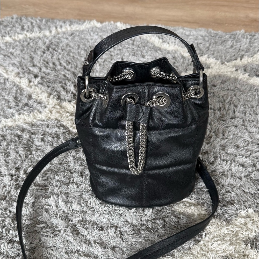 Zara Black Crossbody Bag with Leather and Tassel Detail